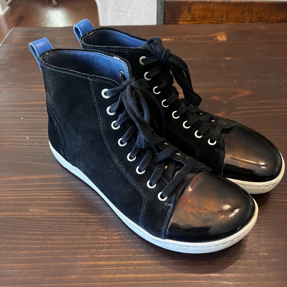 Birkenstock Bartlett Birko Felt & Patent Leather Black High Top Shoes Sneakers - Picture 2 of 9